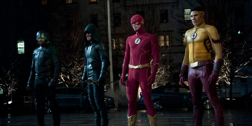John Diggle, Oliver Queen, Barry Allen and Wally West in The Flash.